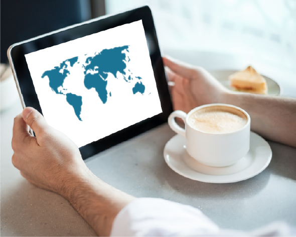 world map displayed on tablet